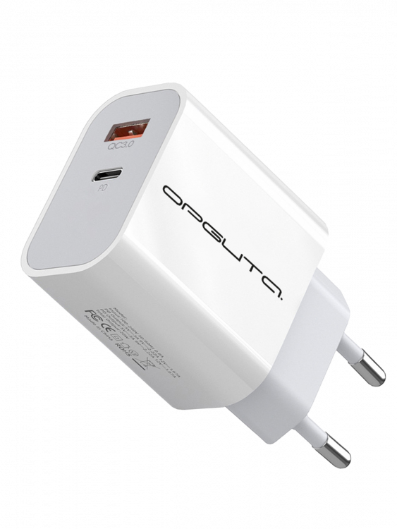 Зарядное устройство для телефона на 2 гнезда, Быстрая зарядка 20W адаптер QC 3.0/PD Орбита OT-APU56